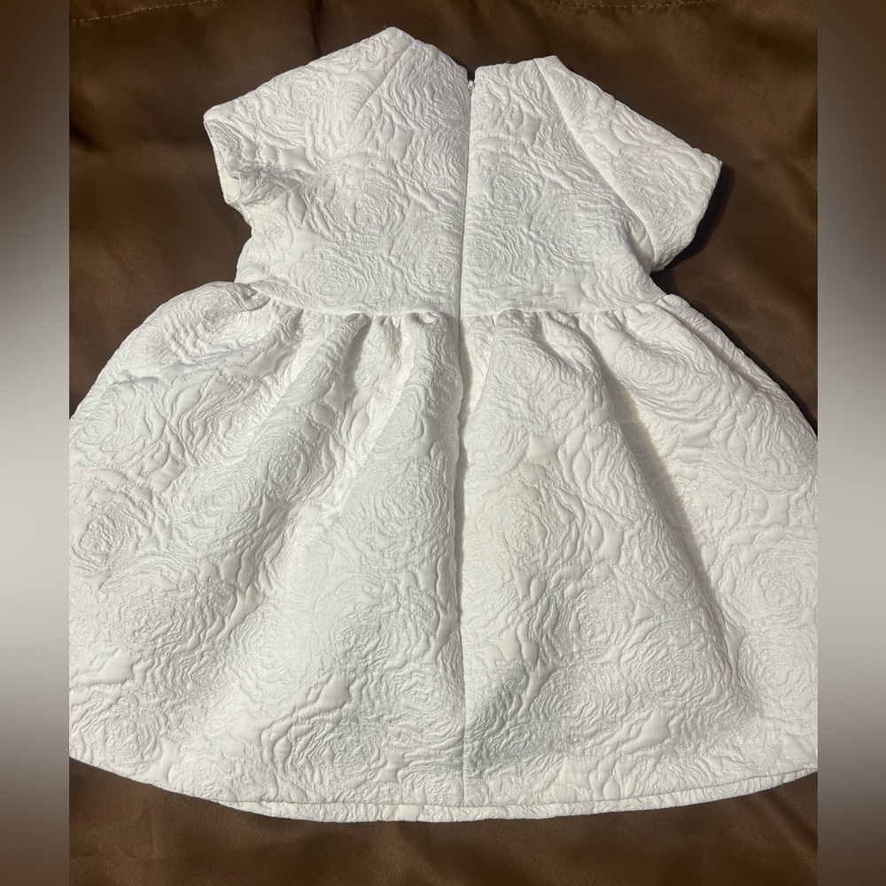 Charming White Textured Kids Dress - Picture 8 of 9